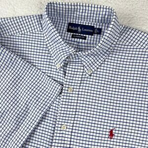RALPH LAUREN Button Down Shirt Mens Large Blue White Check Casual Preppy Pony